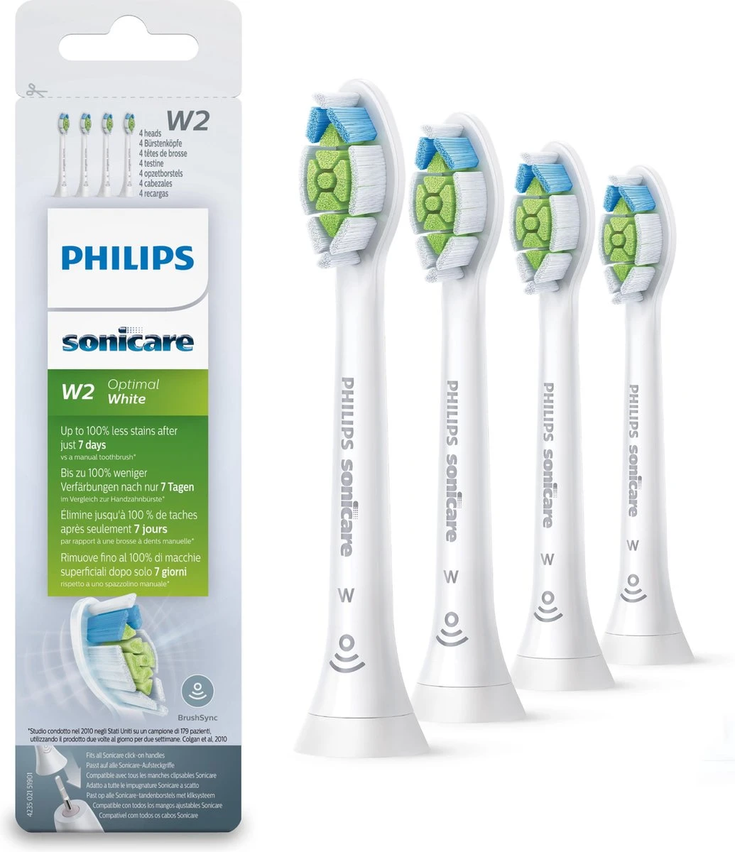 Philips Sonicare W2 Optimal White HX6064/10 - Opzetborstels - 4 Stuks 3 Philips Sonicare W2 Optimal White HX6064/10 - Opzetborstels - 4 Stuks