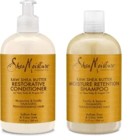 Shea Moisture Raw Shea Butter - Shampoo & Conditioner Restorative - Set Of 2 X 384 Ml