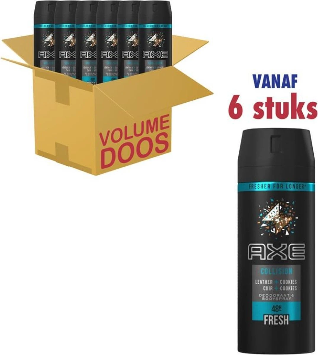 Axe Collision Leather & Cookies Bodyspray Deodorant - 6 X 150 Ml - Voordeelverpakking 15 Axe Collision Leather & Cookies Bodyspray Deodorant - 6 X 150 Ml - Voordeelverpakking - Afbeelding 13