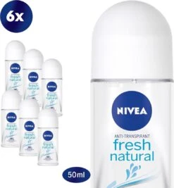 NIVEA Fresh Natural Deodorant Roller - Voordeelverpakking - 6 X 50 Ml