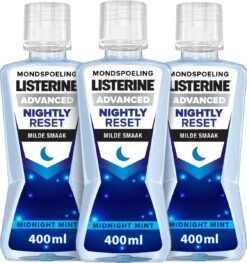 LISTERINE Nightly Reset Milde Smaak, Mondspoeling Met RAPID-FUSHION -technologie Voor Gebruik Tijdens De Nacht, Hermineraliseert Het Tandglazuur, 3 X 400 Ml -Verzorgingsproducten Verkoop 1127x1200 2