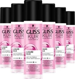 Gliss Kur Liquid Silk Gloss Anti-Klit Spray 6x 200 Ml - Grootverpakking