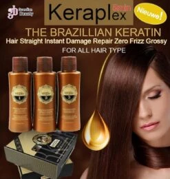 Merkloos Keratine Behandeling - Keraplex 5min! De Braziliaanse Keratinebehandelingsproducten Voor Zacht En Glanzend Haar - Keratinebehandeling - Keratineshampoo - Braziliaanse Thermische Reconstructie Voor Haar - Amino-hydraterende Conditie - 3 In één -Verzorgingsproducten Verkoop 1142x1200 5