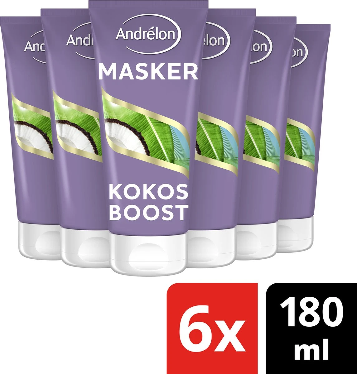 Andrélon Kokos Boost Haarmasker - 1 Minuut WOW Masker - 6 X 180 Ml – Voordeelverpakking 4 Andrélon Kokos Boost Haarmasker - 1 Minuut WOW Masker - 6 X 180 Ml – Voordeelverpakking - Afbeelding 2