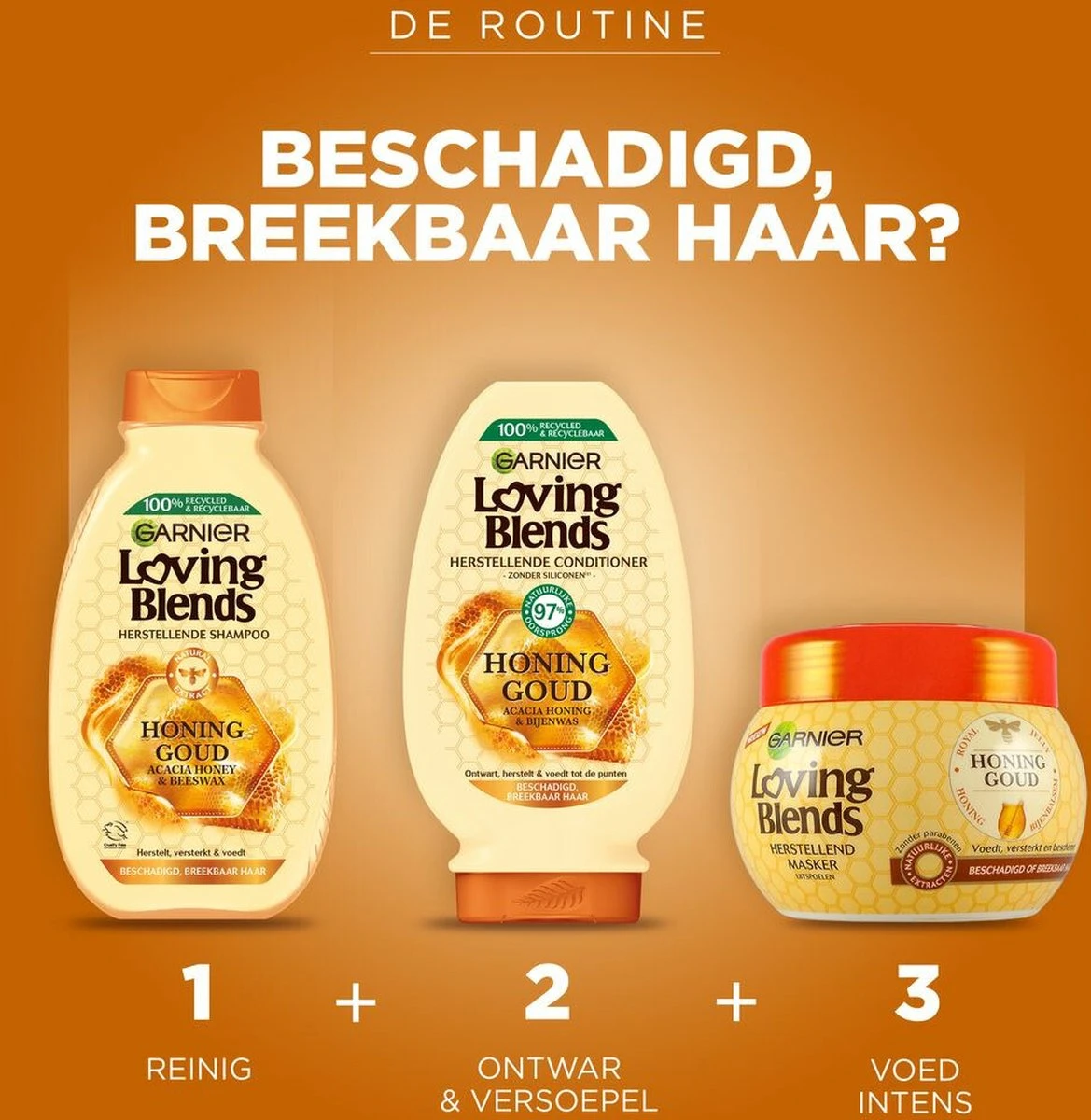 Garnier Loving Blends Honing Goud Herstellende Shampoo - 6 X 300 Ml 8 Garnier Loving Blends Honing Goud Herstellende Shampoo - 6 X 300 Ml - Afbeelding 6