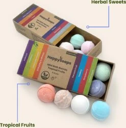 HappySoaps Mini Bath Bombs - Tropical Fruits - 8 Bruisballen In Verschillende Tropische Geuren - 100% Plasticvrij, Vegan & Natuurlijk -Verzorgingsproducten Verkoop 1187x1200 7