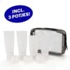 Qpacks - 8-delige Reisflesjes Set Transparant - Vliegtuig Handbagage - Navulbare Reis 100ML Flacons - Incl. Potjes & Etui -Travel - Reisaccessoires -Verzorgingsproducten Verkoop 1190x1200 8