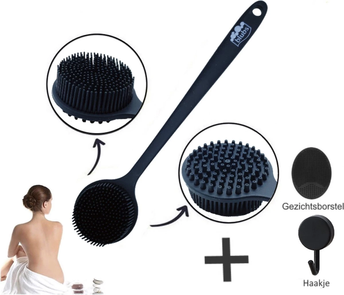 Blubs® – Badborstel – Dry Brush – Rug Scrubber – Lichaamsborstel – Rugborstel Douche Met Steel – Huidborstel – Doucheborstel – Bad- & Doucheaccessoires – Badborstel Met Steel – Doucheborstel Rugborstel – Siliconen Borstel – Massage – Zwart 3 Blubs® – Badborstel – Dry Brush – Rug Scrubber – Lichaamsborstel – Rugborstel Douche Met Steel – Huidborstel – Doucheborstel – Bad- & Doucheaccessoires – Badborstel Met Steel – Doucheborstel Rugborstel – Siliconen Borstel – Massage – Zwart