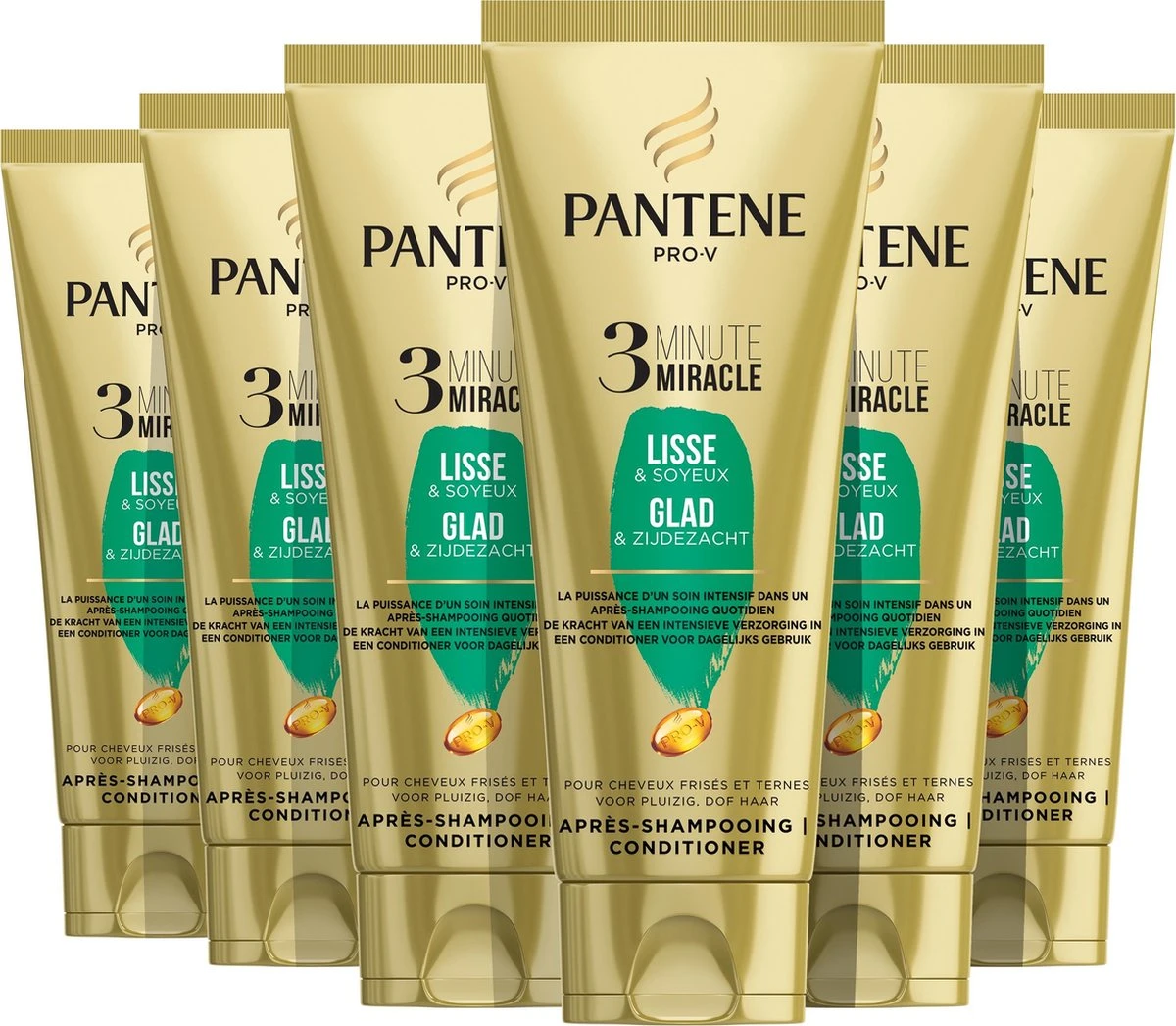 Pantene 3 Minute Miracle Conditioner Glad & Zijdezacht - Voordeelverpakking - 6x200 Ml 3 Pantene 3 Minute Miracle Conditioner Glad & Zijdezacht - Voordeelverpakking - 6x200 Ml