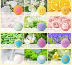 Nixnix - Bath Bombs 12 Stuks - Bruisballen Voor In Bad - 12 Etherische Aroma Bad Bommen - Giftset - Cadeau - 60g Per Stuk - Bruis Ballen Bad - Badballen -Verzorgingsproducten Verkoop 1200x1084 7