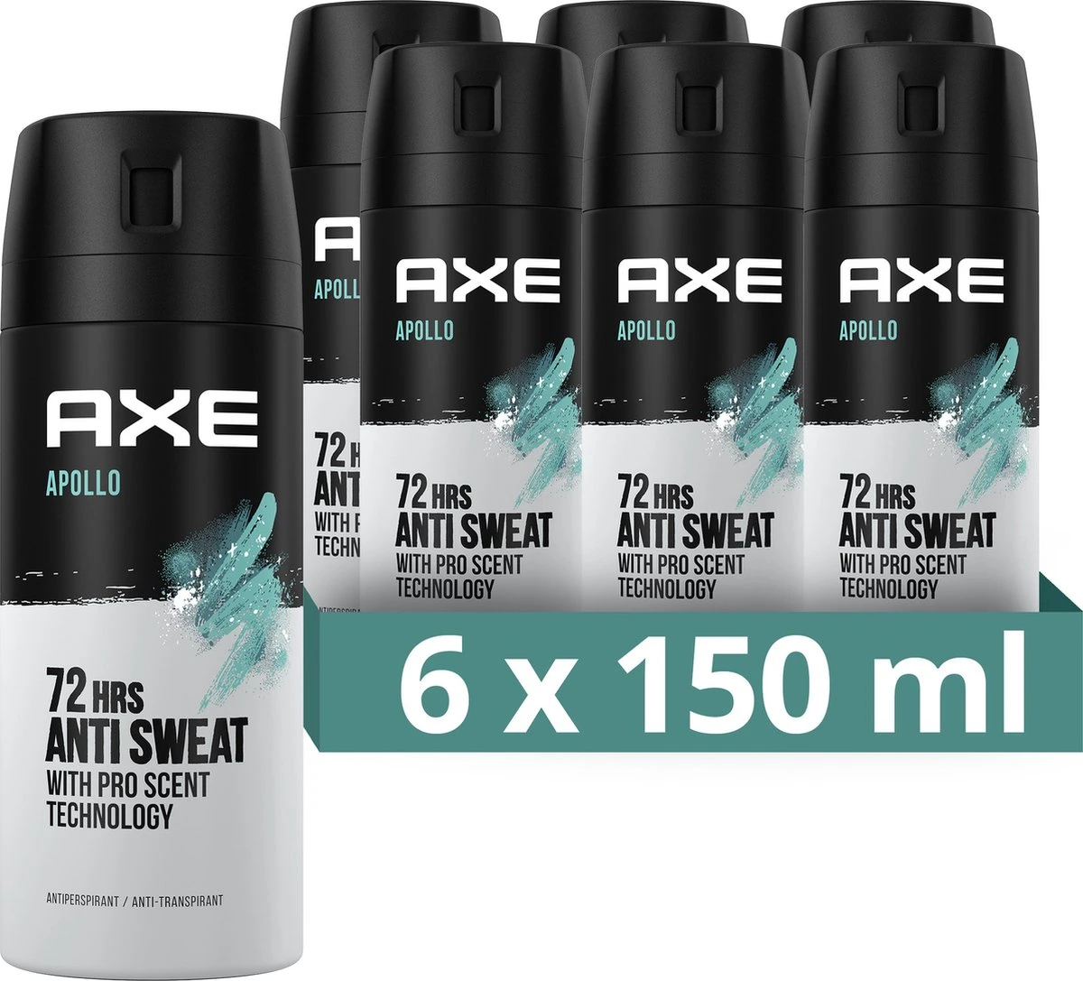 Axe Apollo Anti-transpirant Spray - 6 X 150 Ml - Voordeelverpakking 3 Axe Apollo Anti-transpirant Spray - 6 X 150 Ml - Voordeelverpakking