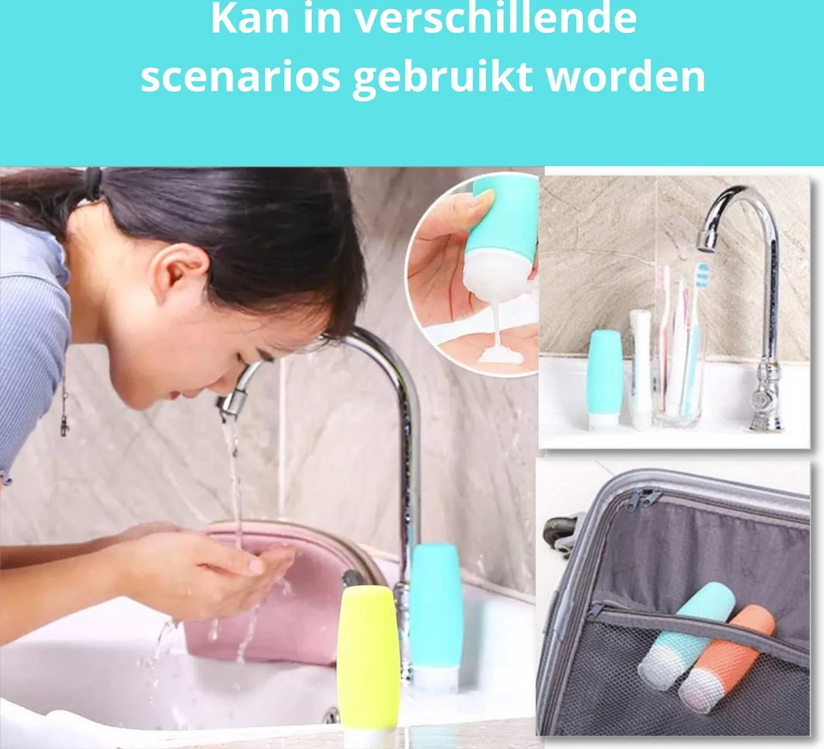 STARMAN Reisflesjes Set - Siliconen - Reisflacons - Handbagage - 100ml - 4 Stuks 4 STARMAN Reisflesjes Set - Siliconen - Reisflacons - Handbagage - 100ml - 4 Stuks - Afbeelding 2