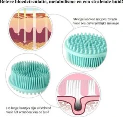 Blubs® – Badborstel – Dry Brush – Rug Scrubber – Lichaamsborstel – Rugborstel Douche Met Steel – Huidborstel – Doucheborstel – Bad- & Doucheaccessoires – Badborstel Met Steel – Doucheborstel Rugborstel – Siliconen Borstel – Massage – Cyaan -Verzorgingsproducten Verkoop 1200x1142 5