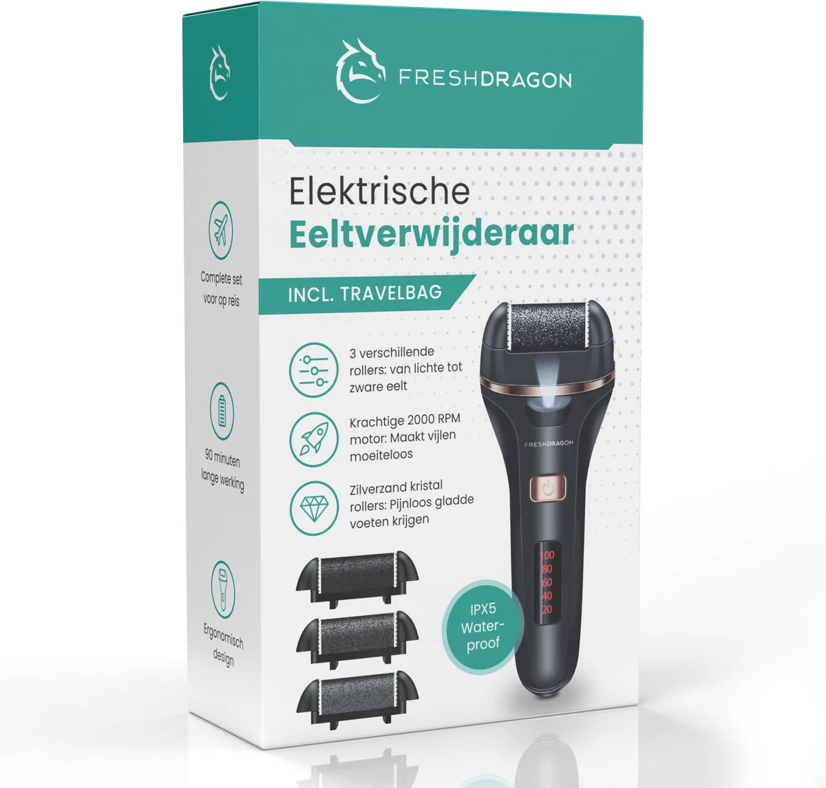 FreshDragon Elektrische Eelt Verwijderaar - Voetvijl - Inclusief 3 Rollers - Oplaadbaar 10 FreshDragon Elektrische Eelt Verwijderaar - Voetvijl - Inclusief 3 Rollers - Oplaadbaar - Afbeelding 8