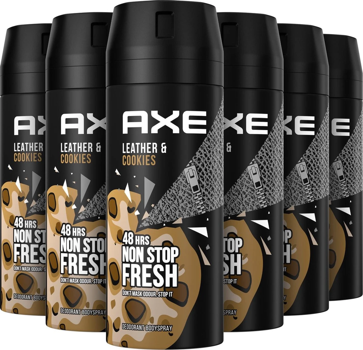 Axe Collision Leather & Cookies Bodyspray Deodorant - 6 X 150 Ml - Voordeelverpakking 3 Axe Collision Leather & Cookies Bodyspray Deodorant - 6 X 150 Ml - Voordeelverpakking