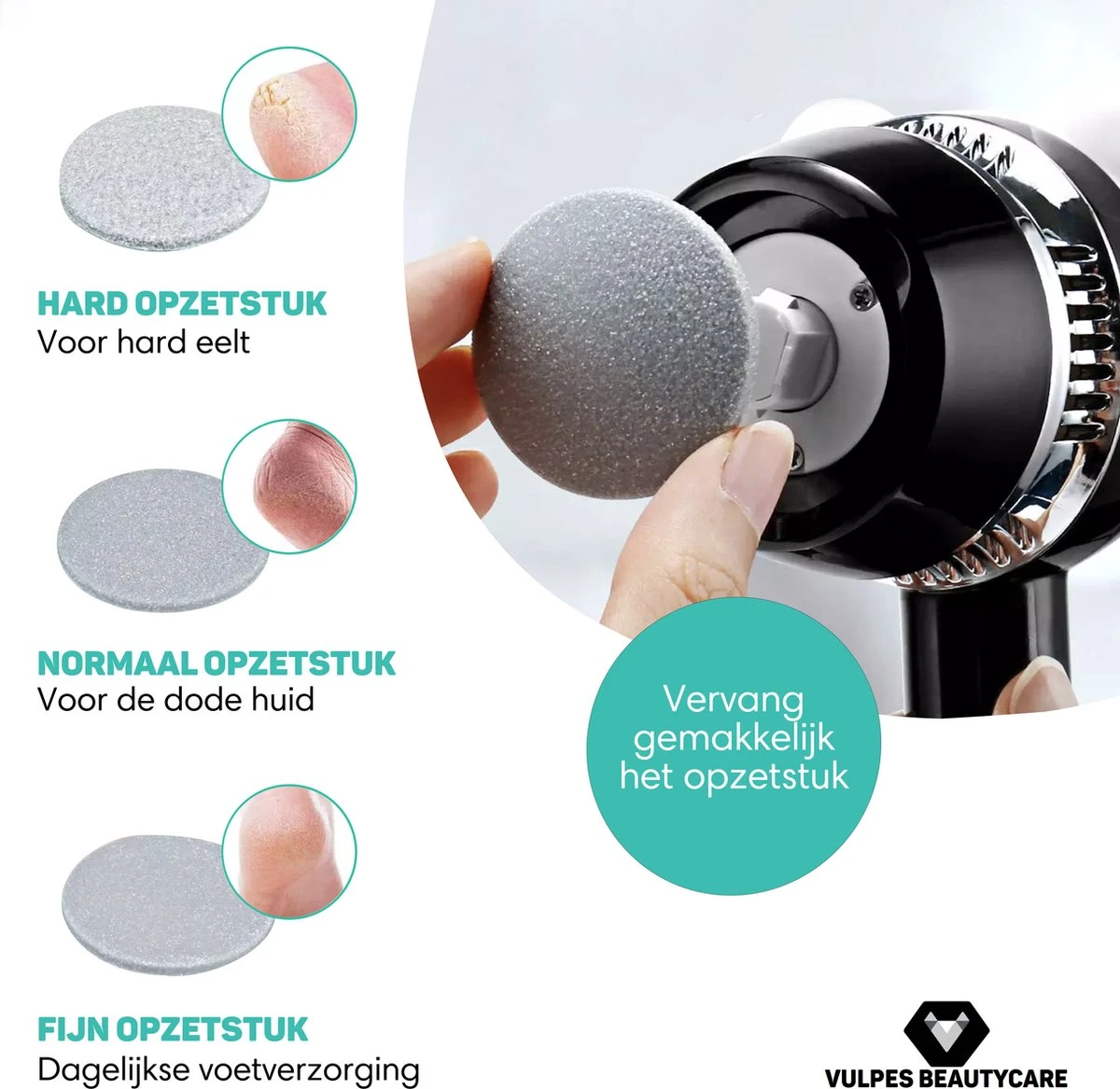 Vulpes BeautyCare® Elektrische Eelt Verwijderaar Pro – Stofzuigfunctie – 3 Snelheden – Inclusief 3 Vijlschijven & Borstel - USB-Oplaadbaar 6 Vulpes BeautyCare® Elektrische Eelt Verwijderaar Pro – Stofzuigfunctie – 3 Snelheden – Inclusief 3 Vijlschijven & Borstel - USB-Oplaadbaar - Afbeelding 4