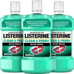 LISTERINE Clean & Fresh, Mondwater Met Essentiële Oliën En Fluoride, Zonder Alcohol, Bereikt De Plaatsen Die De Tandenborstel Mist – Zelfs Tussen De Beugel, 3 X 500 Ml -Verzorgingsproducten Verkoop 1200x1190 14