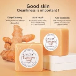 LIYALAN | Turmeric Soap | Kurkuma Zeep | 100% Natuurlijk | Gezichtsreiniging | Lichaamsreiniging | Body Wash | Handzeep | Douchezeep -Verzorgingsproducten Verkoop 1200x1196 7