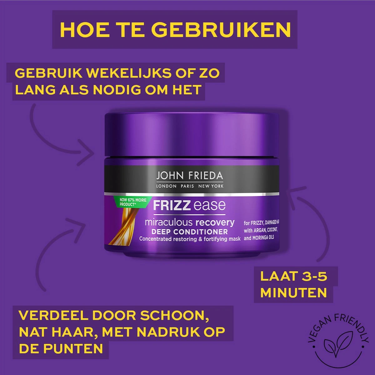 John Frieda Frizz Ease Miraculous Recovery Haarmasker 250 Ml 7 John Frieda Frizz Ease Miraculous Recovery Haarmasker 250 Ml - Afbeelding 5