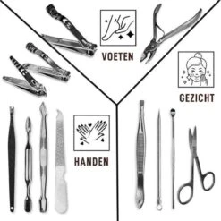 Merkloos 10-Delige Manicureset - Pedicure Set - Nagelverzorging Kit - Nagelvijl - Nagelknipper - Opbergetui - Reisset - Nageltang - Voetverzorging -Verzorgingsproducten Verkoop 1200x1198 6