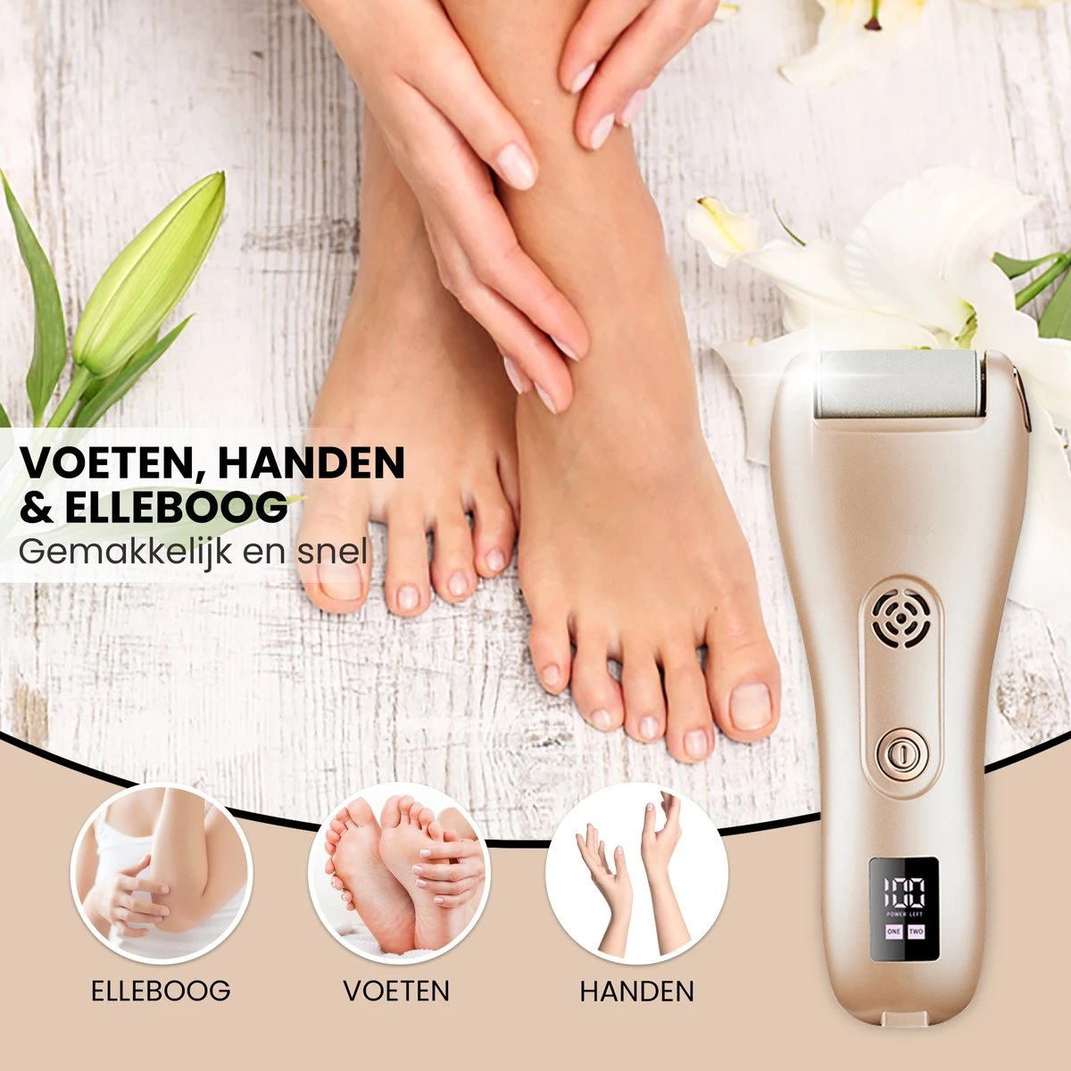 BAESS Elektrische Eeltverwijderaar - 3 Slijprollen - Afzuiging - Oplaadbaar - Goud 7 BAESS Elektrische Eeltverwijderaar - 3 Slijprollen - Afzuiging - Oplaadbaar - Goud - Afbeelding 5