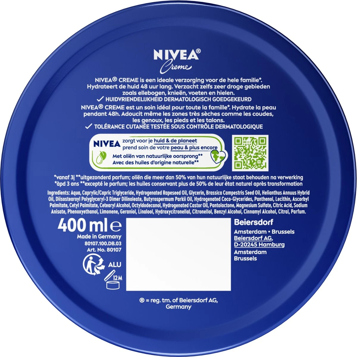 NIVEA Crème - 4 X 400 Ml - Bodycrème 4 NIVEA Crème - 4 X 400 Ml - Bodycrème - Afbeelding 2
