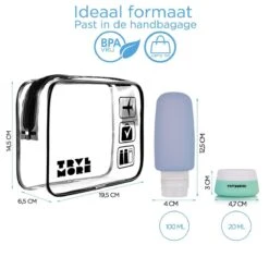 TRVLMORE Reisflesjes Met Etui - Navulbaar - Transparant - 6 Stuks -Verzorgingsproducten Verkoop 1200x1200 731