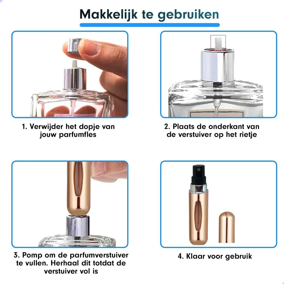 Merkloos Mini Parfum Flesje - Goud - Lipstick Formaat - Navulbare Parfum Verstuiver 11 Merkloos Mini Parfum Flesje - Goud - Lipstick Formaat - Navulbare Parfum Verstuiver - Afbeelding 9