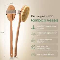 100% Vegan Lichaamsborstel Met Lange Afneembare Steel - Rugborstel/Badborstel/Doucheborstel - Dry Brushing Huidborstel - Droogborstel - Douche -Verzorgingsproducten Verkoop 1200x1200 806