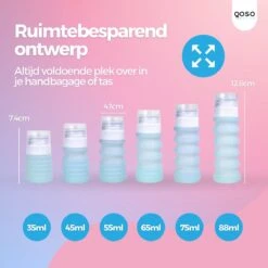 QOSO Reisflesjes Set 8-Delig | Reisflesjes Handbagage Opvouwbaar | Mini Shampoo & Reispotjes Hervulbaar Klein | Reisflesjes 100ml In 4 Kleuren | Navulbare Reisflesjes In Een Reisset -Verzorgingsproducten Verkoop 1200x1200 843