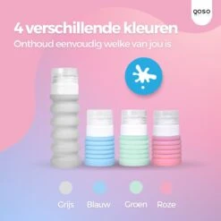 QOSO Reisflesjes Set 8-Delig | Reisflesjes Handbagage Opvouwbaar | Mini Shampoo & Reispotjes Hervulbaar Klein | Reisflesjes 100ml In 4 Kleuren | Navulbare Reisflesjes In Een Reisset -Verzorgingsproducten Verkoop 1200x1200 845
