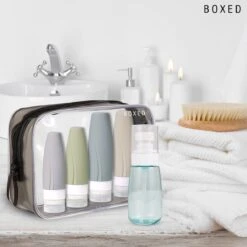 Boxed Reisflesjes Met Etui - Reisset - Verschillende Maten - Siliconen Navulbare Reisflacons - Reis Toilettas - Vliegtuig Handbagage -Verzorgingsproducten Verkoop 1200x1200 848