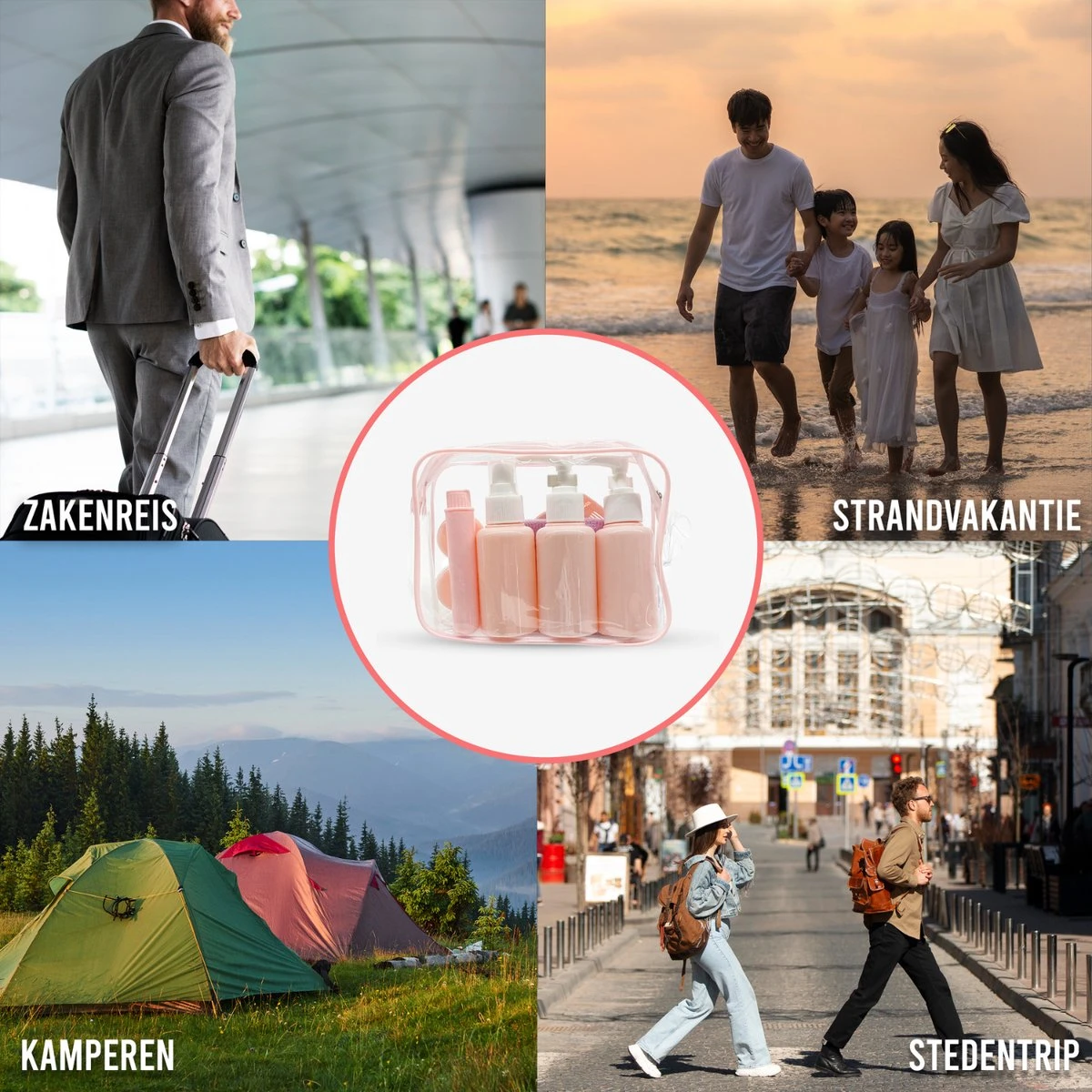 Reisflesjes Set 9-delig - Reisset - Reisflesjes Handbagage - Reis Toilettas - Reisflacons - Vliegtuig - Navulbare Reisflesjes - Roze 4 Reisflesjes Set 9-delig - Reisset - Reisflesjes Handbagage - Reis Toilettas - Reisflacons - Vliegtuig - Navulbare Reisflesjes - Roze - Afbeelding 2