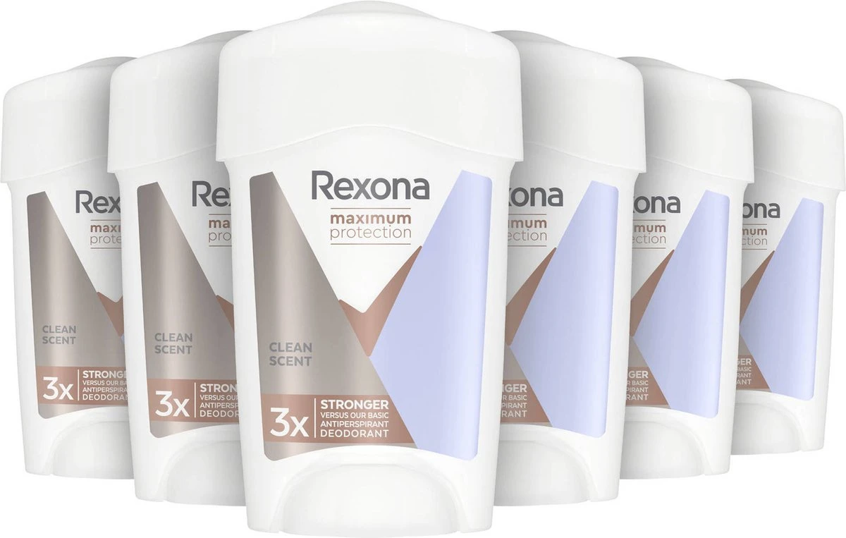 Rexona Women - Deodorant Vrouw Stick - Maximum Protection Clean Scent - Voordeelverpakking 6 X 45 ML 3 Rexona Women - Deodorant Vrouw Stick - Maximum Protection Clean Scent - Voordeelverpakking 6 X 45 ML