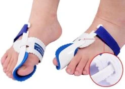 Hallux Valgus Statische Nachtspalk - Rechts + Links - Foot Pijnbestrijding - Teen Separator - Duim Corrector - Blauw / Wit -Verzorgingsproducten Verkoop 1200x850