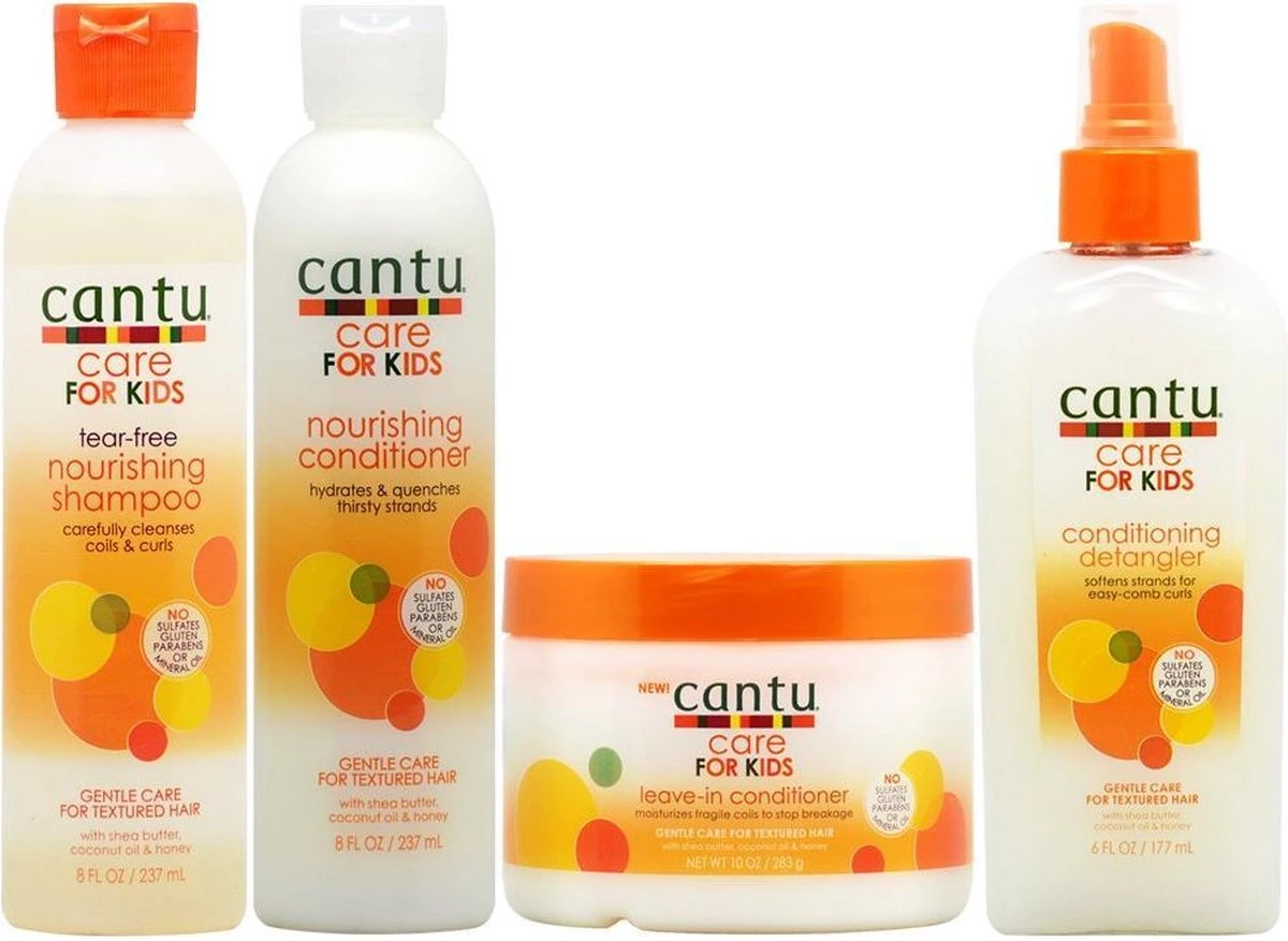 Cantu Care For Kids Shampoo + Conditioner + Leave-in Conditioner + Detangler "Set" 3 Cantu Care For Kids Shampoo + Conditioner + Leave-in Conditioner + Detangler "Set"
