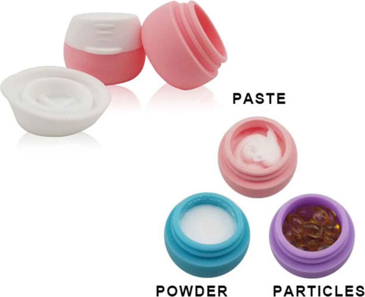 YONO Reis Cosmetica Potjes - Lege Potjes Met Deksel - Zalfpotjes - Siliconen Reisflesjes Set Handbagage - Reisflacons Navulbaar - 4 Stuks - 10 ML 4 YONO Reis Cosmetica Potjes - Lege Potjes Met Deksel - Zalfpotjes - Siliconen Reisflesjes Set Handbagage - Reisflacons Navulbaar - 4 Stuks - 10 ML - Afbeelding 2