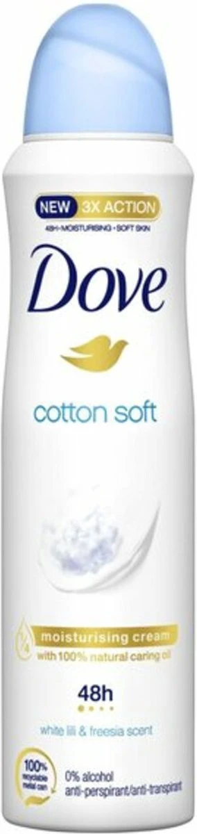 Dove Cotton Soft Anti-transpirant Deodorant Spray - 6 X 150 Ml - Voordeelverpakking 10 Dove Cotton Soft Anti-transpirant Deodorant Spray - 6 X 150 Ml - Voordeelverpakking - Afbeelding 8