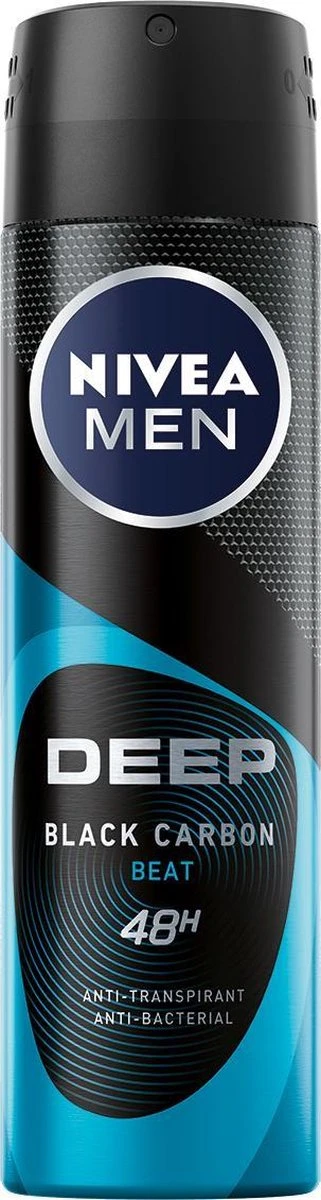 NIVEA MEN Deep Black Carbon Beat Spray - Ant-transpirant - Voordeelverpakking 6 X 150 ML 7 NIVEA MEN Deep Black Carbon Beat Spray - Ant-transpirant - Voordeelverpakking 6 X 150 ML - Afbeelding 5