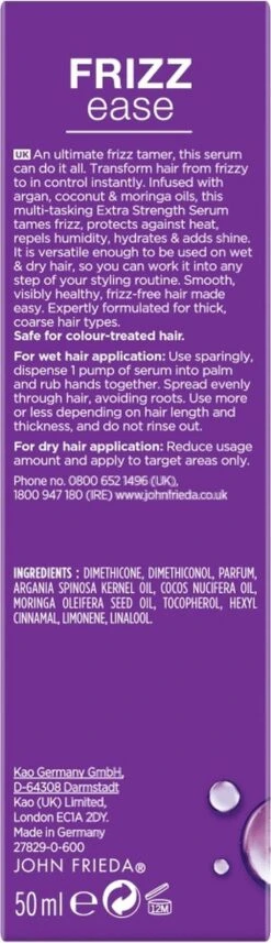 John Frieda Frizz Ease Extra Strength Serum 50 Ml -Verzorgingsproducten Verkoop 346x1200 1