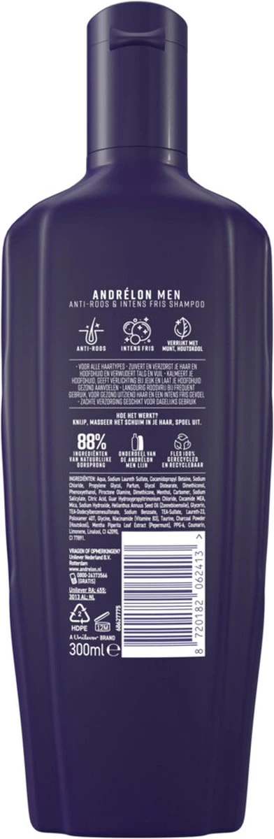 Andrélon Men Anti-Roos & Intens Fris Shampoo - 6 X 300 Ml - Voordeelverpakking 4 Andrélon Men Anti-Roos & Intens Fris Shampoo - 6 X 300 Ml - Voordeelverpakking - Afbeelding 2