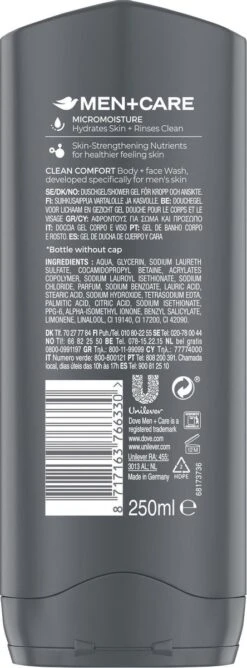 Dove Men+Care Clean Comfort Verzorgende Douchegel - 6 X 250 Ml - Voordeelverpakking -Verzorgingsproducten Verkoop 444x1200 6