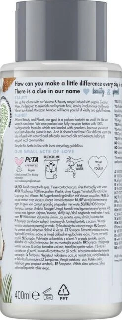 Love Beauty And Planet Coconut Water & Mimosa Volume & Bounty Shampoo - 400 Ml -Verzorgingsproducten Verkoop 460x1200 3