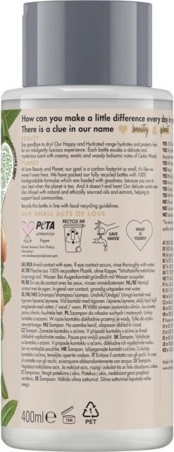 Love Beauty And Planet Shea Butter & Cedar Wood Oil Happy & Hydrated Shampoo - 400 Ml -Verzorgingsproducten Verkoop 463x1200 5