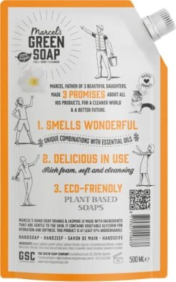 Marcel's Green Soap Handzeep Sinaasappel & Jasmijn Navulling - 6 X 500 Ml -Verzorgingsproducten Verkoop 748x1200 2