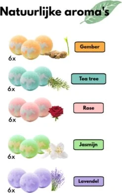 Bruisballen - 30 Stuks - 5 Verschillende Geuren - Voor In Bad - Etherische Oliën - Aromatherapie - Badballen - Badparels -Verzorgingsproducten Verkoop 762x1200 3
