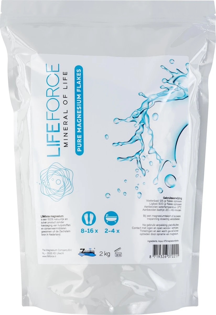 Lifeforce Magnesium Vlokken / Flakes / Badzout (2 Kg) | Puur Zechstein - Magnesiumchloride 100% Natuurlijk En Zuiver 3 Lifeforce Magnesium Vlokken / Flakes / Badzout (2 Kg) | Puur Zechstein - Magnesiumchloride 100% Natuurlijk En Zuiver