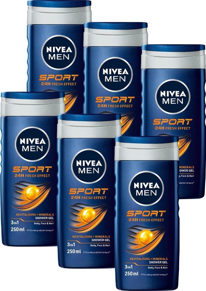 NIVEA MEN Sport - 6 X 250 Ml - Voordeelverpakking - Douchegel 3 NIVEA MEN Sport - 6 X 250 Ml - Voordeelverpakking - Douchegel