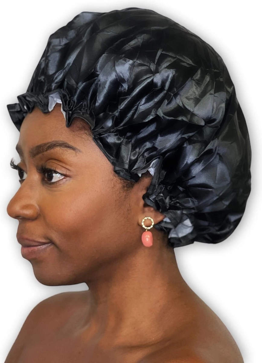 Merkloos GROTE Douchemuts / Shower Cap / Douchekapje / Douche Cap Voor Vol Haar / Krullen / Afro - Zwart 3 Merkloos GROTE Douchemuts / Shower Cap / Douchekapje / Douche Cap Voor Vol Haar / Krullen / Afro - Zwart