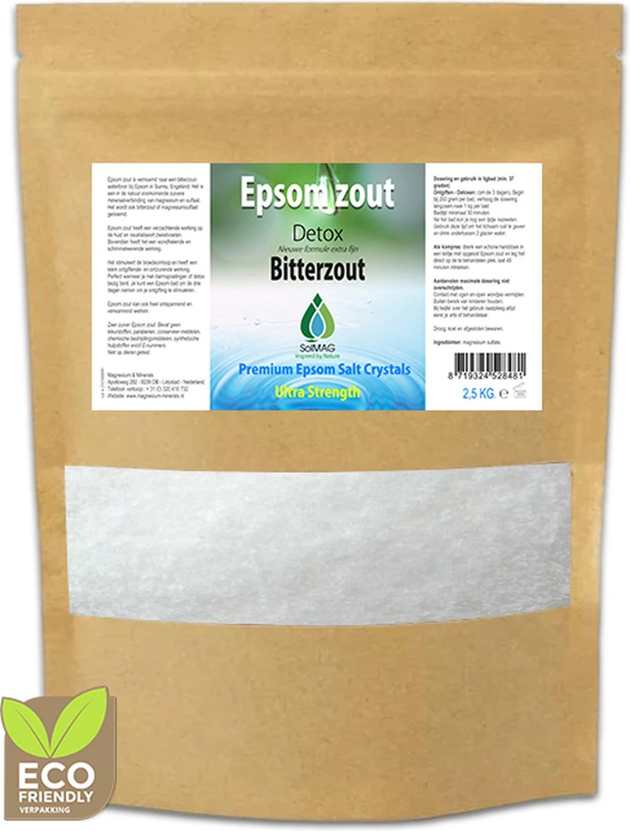 Epsom Zout-Bitterzout -Magnesiumsulfaat - Badzout - 2,5 Kg 3 Epsom Zout-Bitterzout -Magnesiumsulfaat - Badzout - 2,5 Kg